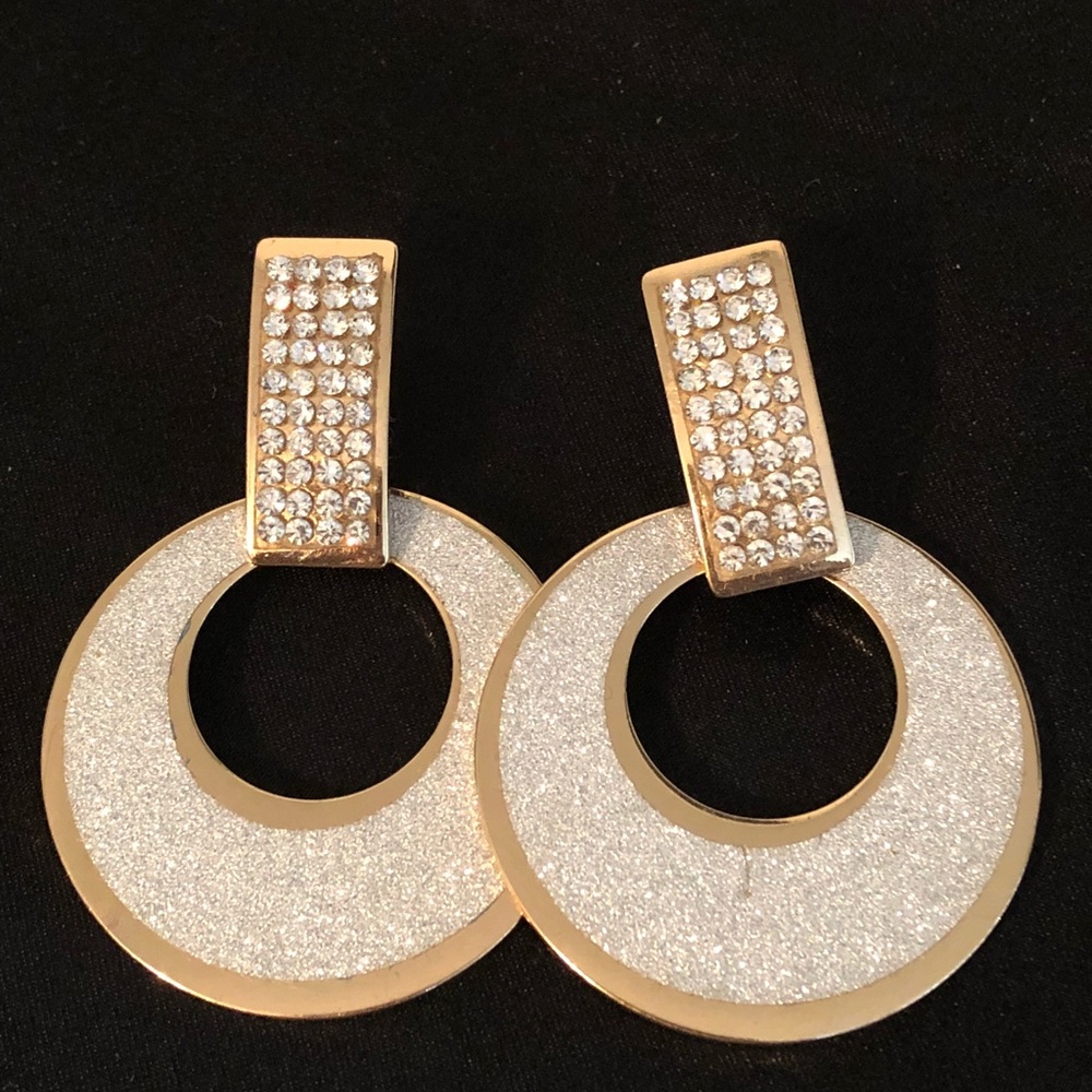 Stunning Silver & Gold Pierced Earrings